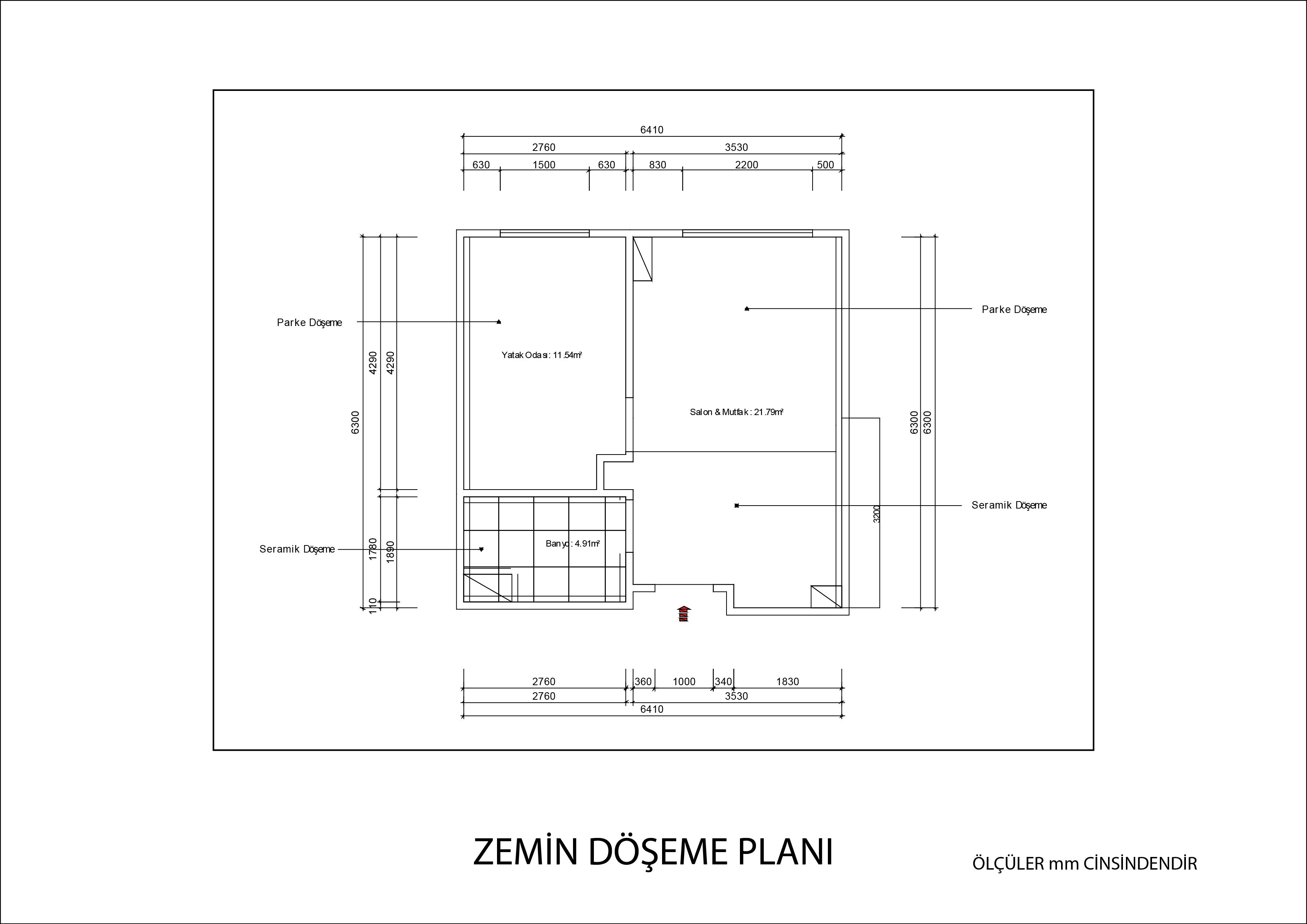 1+1 Daire - Plan